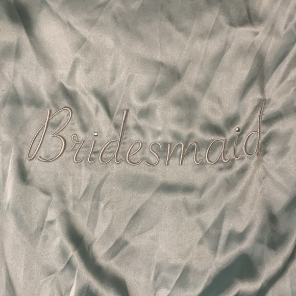 Teal women’s size large robe. “Bridesmaid” embroidered on the back. - Picture 2 of 4